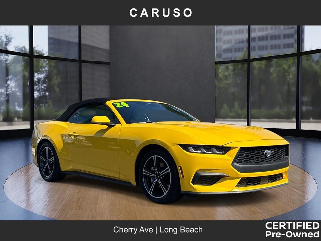 2024 Ford Mustang EcoBoost Premium in Yellow — front three-quarter view