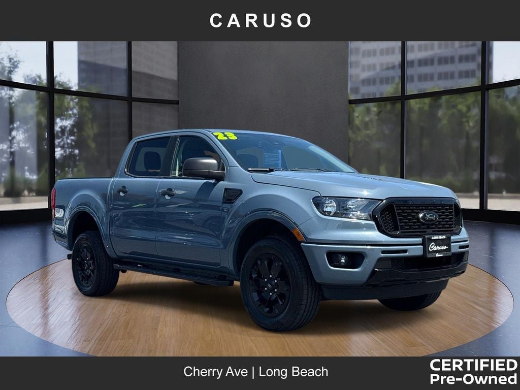 2023 Ford Ranger XLT in Azure Gray Metallic — front three-quarter view