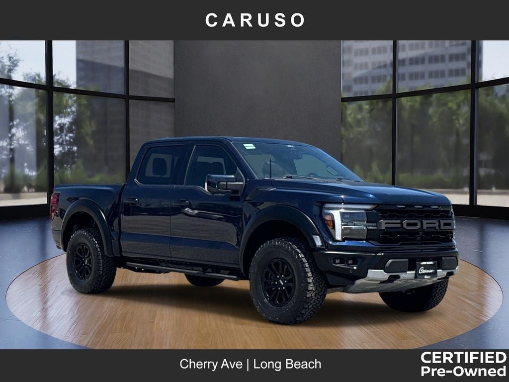 2024 Ford F-150 Raptor in Blue Metallic — front three-quarter view