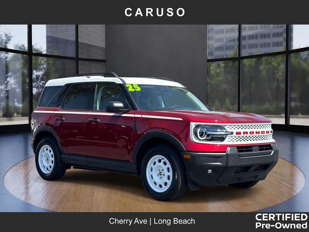 2025 Ford Bronco Sport Heritage in Ruby Red Metallic — front three-quarter view