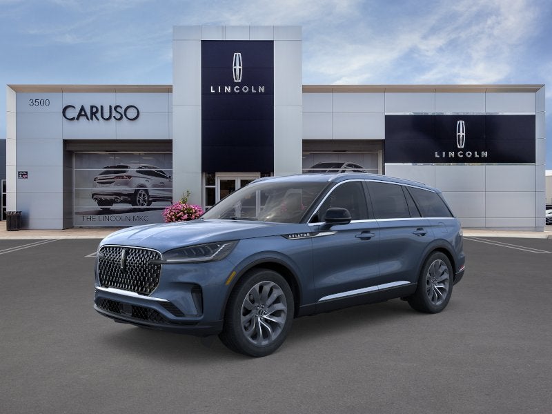 2026 Lincoln Aviator Premiere in Whisper Blue Metallic Clearcoat — front three-quarter view